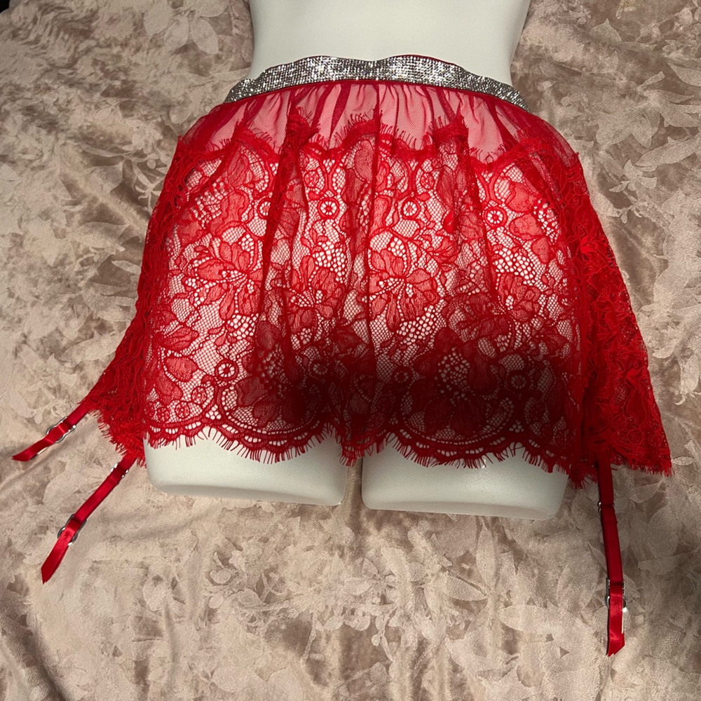 BRAND NEW Elegant Red Lace Skirted Lingerie Size XS